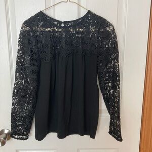 J. Crew Black Lace Blouse Size XXS